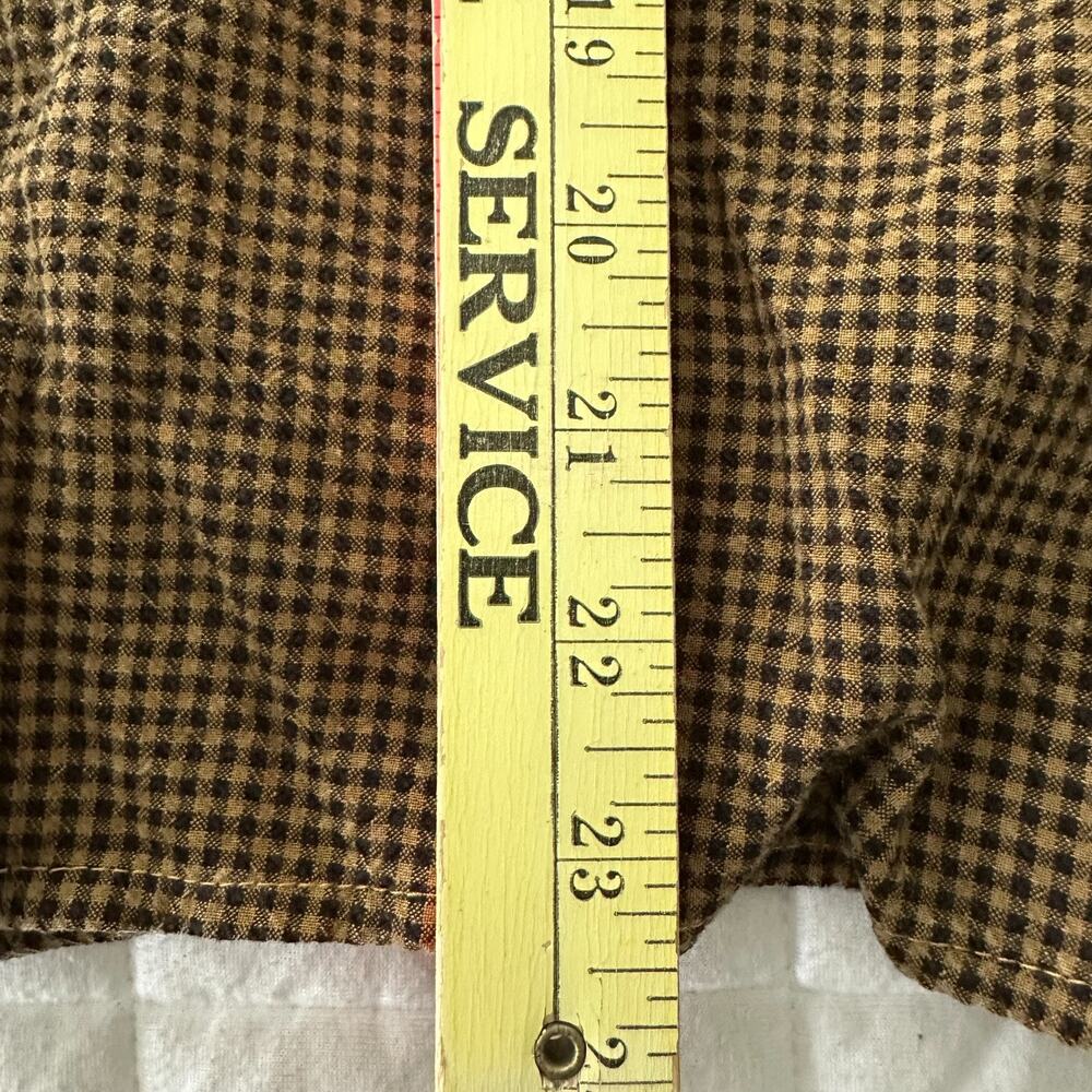 Cut Loose Top Womens Large Gold Black Micro Check Plaid Lagenlook Boho Chic - Picture 7 of 9